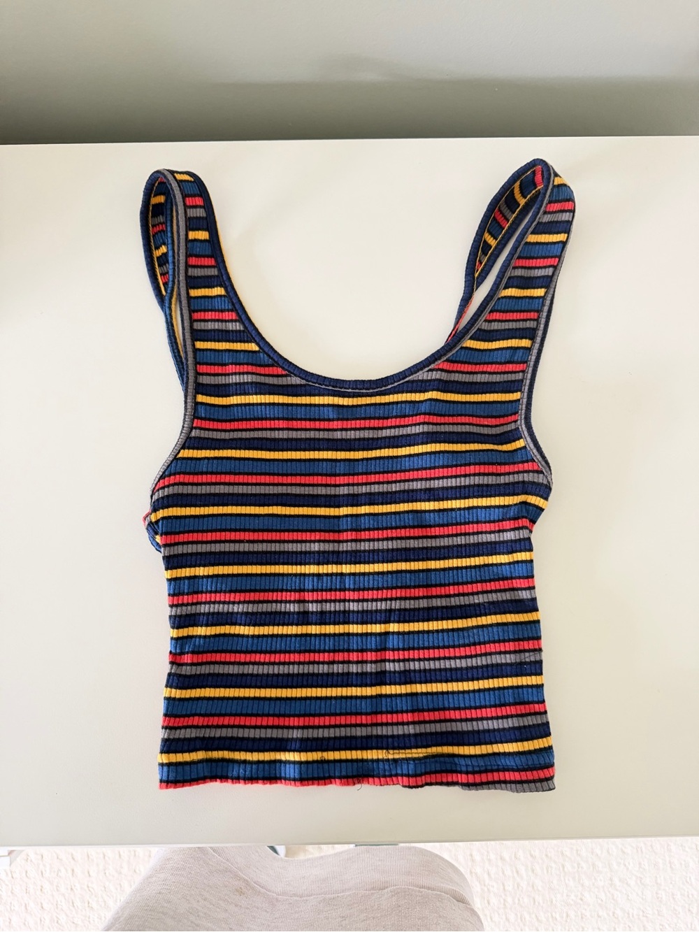 Topshop Multicolor Striped Ribbed cropped Tank